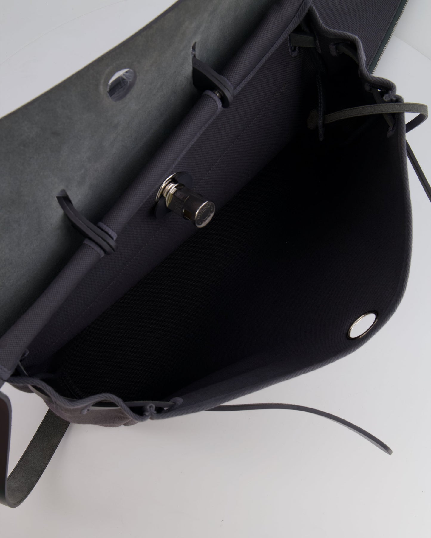 Hermès Herbag 39 Messanger in Ardoise Toile Canvas and Vache Hunter Leather with Palladium Hardware