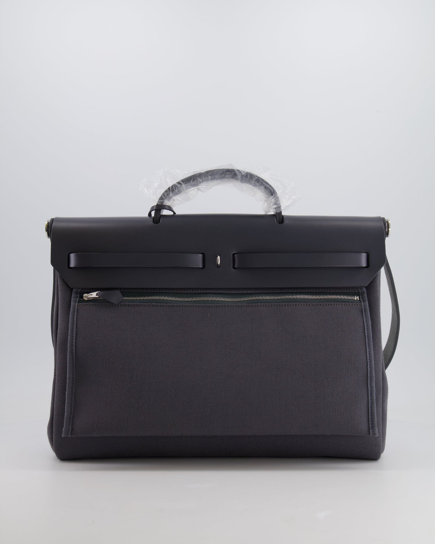 Hermès Herbag 39 Messanger in Ardoise Toile Canvas and Vache Hunter Leather with Palladium Hardware