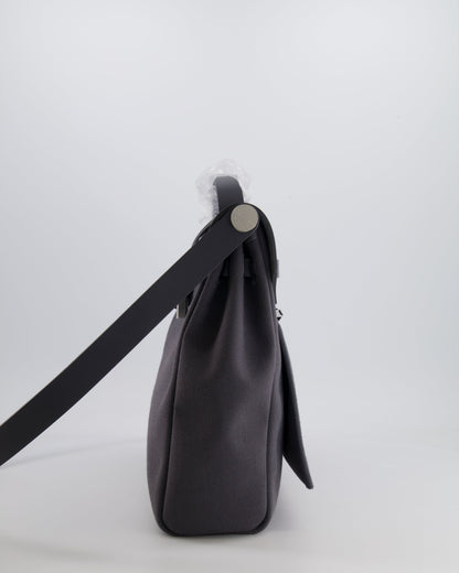 Hermès Herbag 39 Messanger in Ardoise Toile Canvas and Vache Hunter Leather with Palladium Hardware