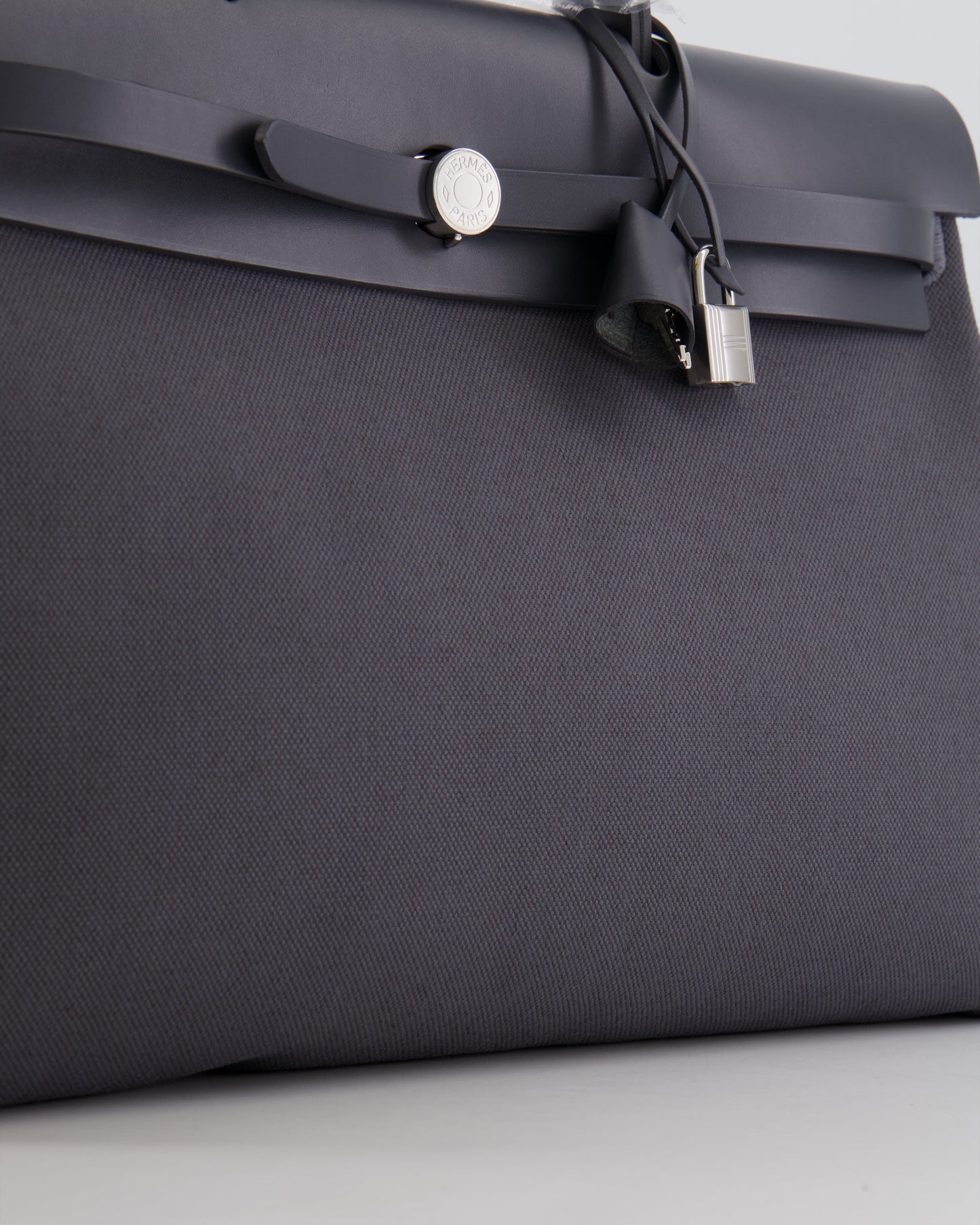 Hermès Herbag 39 Messanger in Ardoise Toile Canvas and Vache Hunter Leather with Palladium Hardware