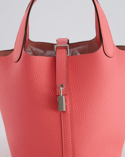 *HOT* Hermès Picotin Lock Bag 18cm in Rose Azalee Clemence Leather with Palladium Hardware