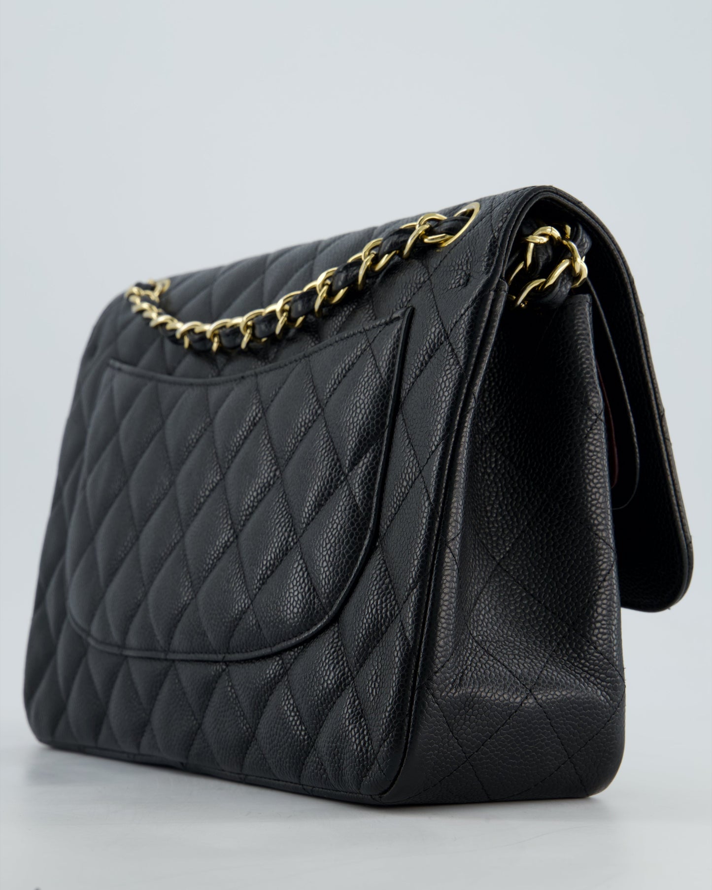 *FIRE PRICE* Chanel Black Jumbo Caviar Classic Double Flap Bag with Gold Hardware
