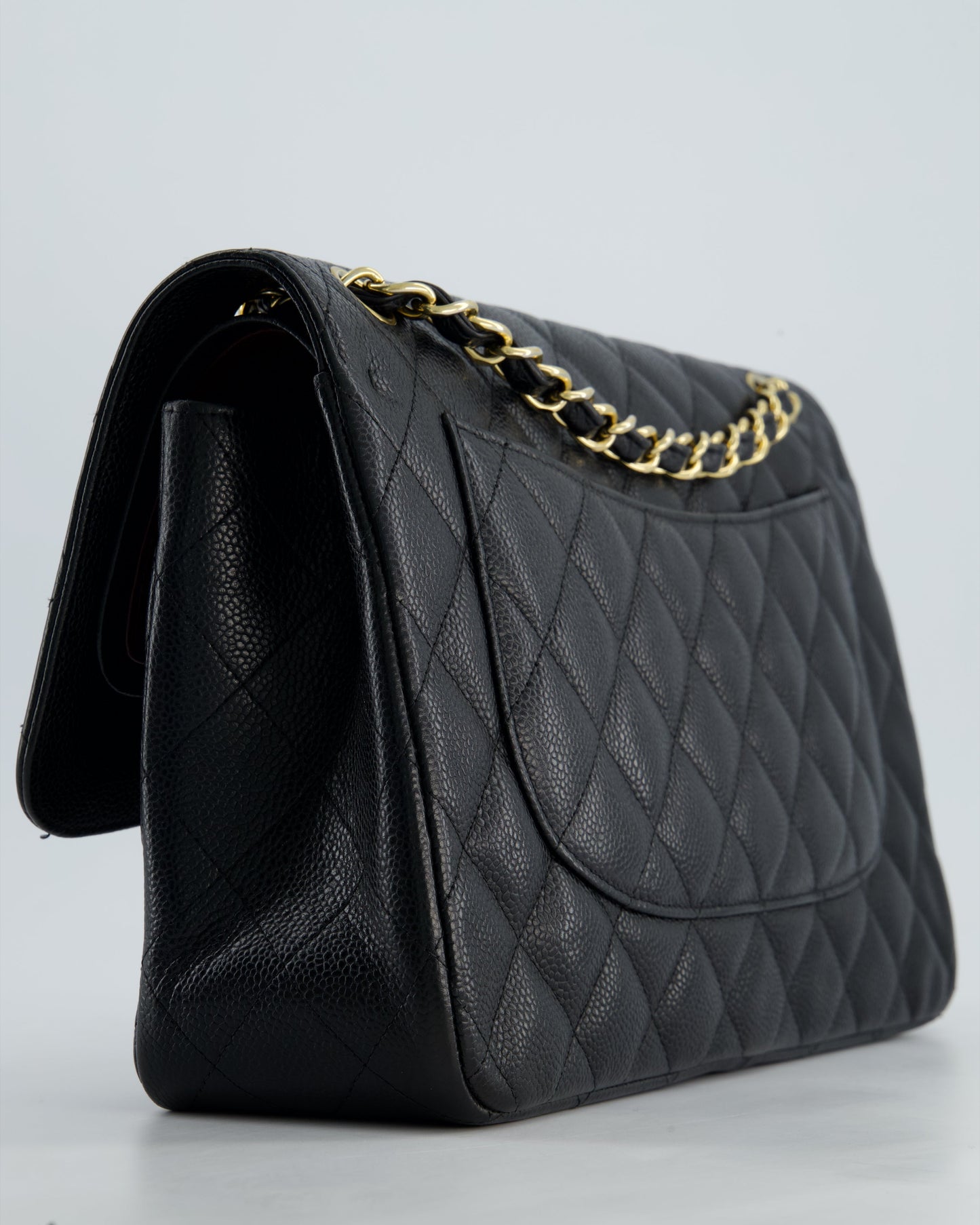*FIRE PRICE* Chanel Black Jumbo Caviar Classic Double Flap Bag with Gold Hardware