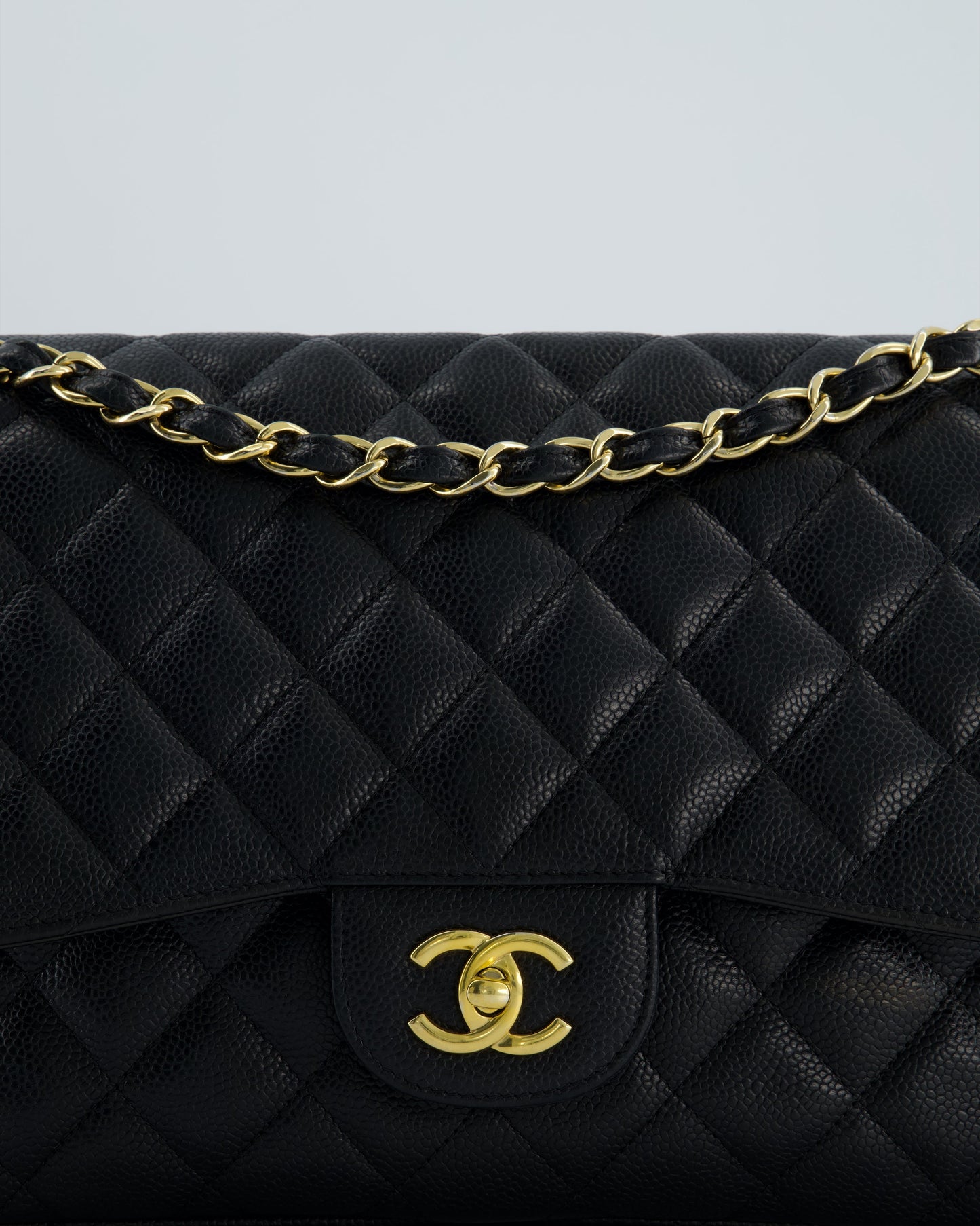 *FIRE PRICE* Chanel Black Jumbo Caviar Classic Double Flap Bag with Gold Hardware