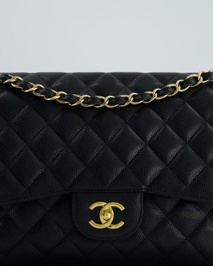 *FIRE PRICE* Chanel Black Jumbo Caviar Classic Double Flap Bag with Gold Hardware