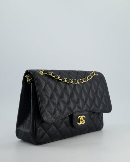 *FIRE PRICE* Chanel Black Jumbo Caviar Classic Double Flap Bag with Gold Hardware