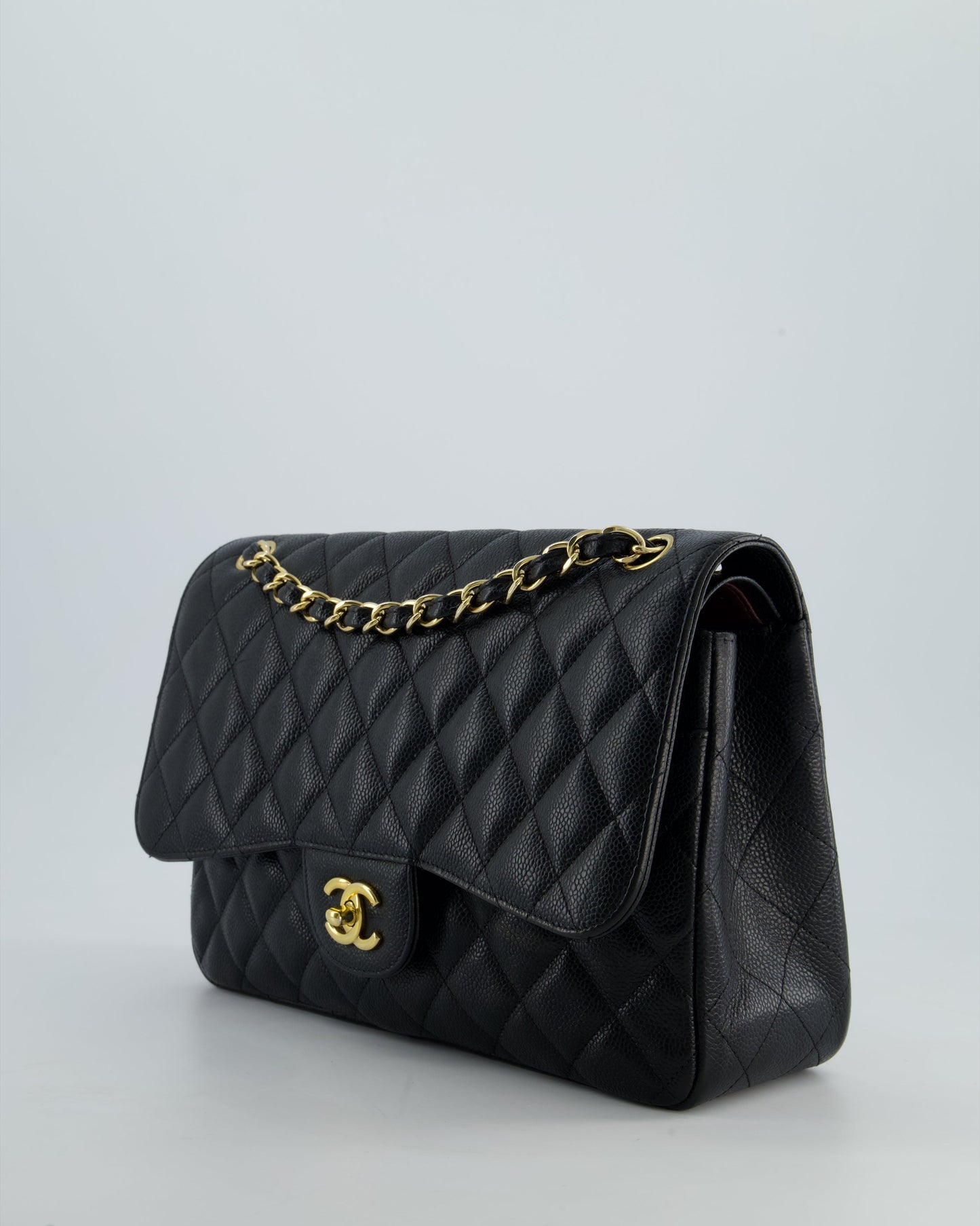 *FIRE PRICE* Chanel Black Jumbo Caviar Classic Double Flap Bag with Gold Hardware