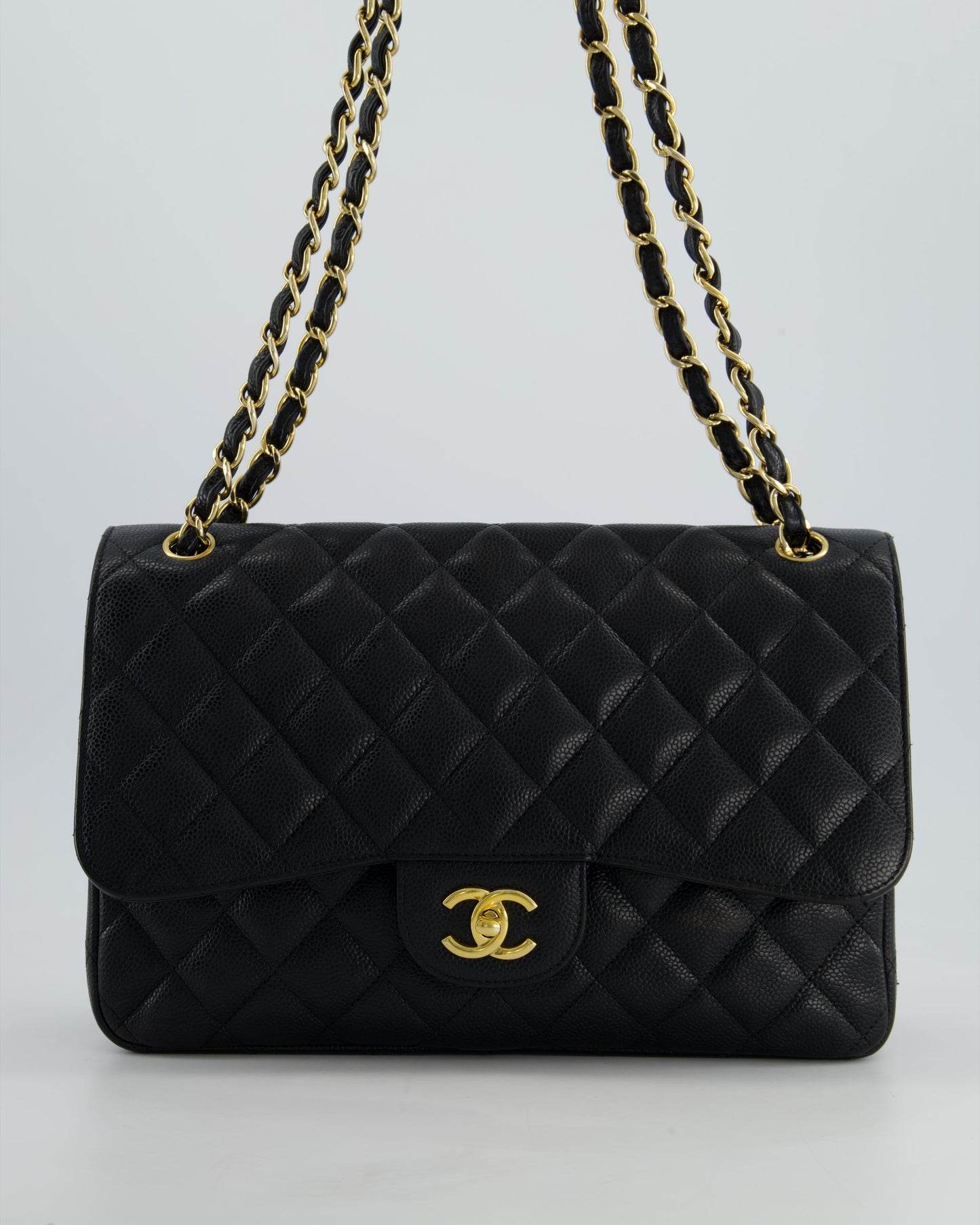 *FIRE PRICE* Chanel Black Jumbo Caviar Classic Double Flap Bag with Gold Hardware
