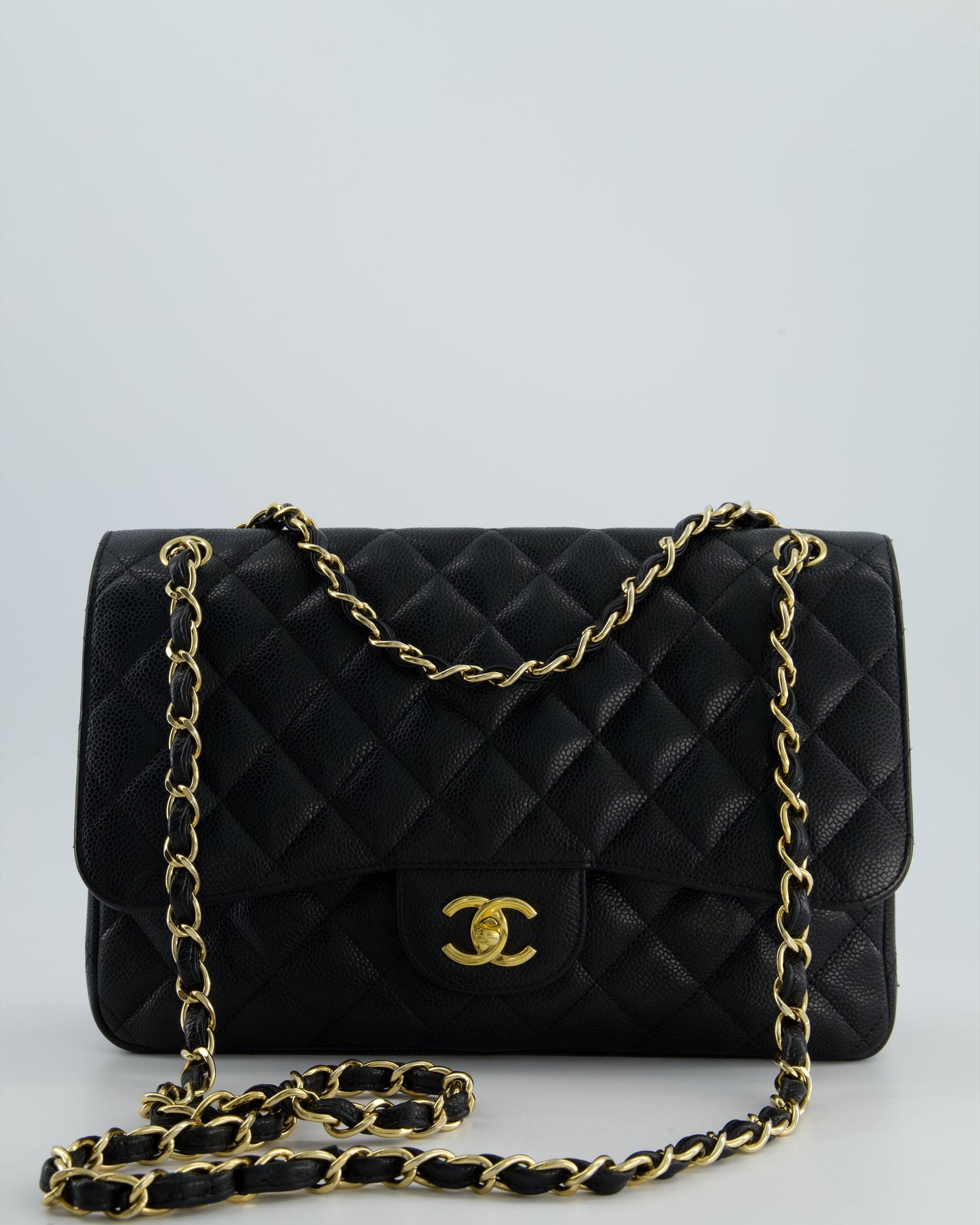 *FIRE PRICE* Chanel Black Jumbo Caviar Classic Double Flap Bag with Gold Hardware