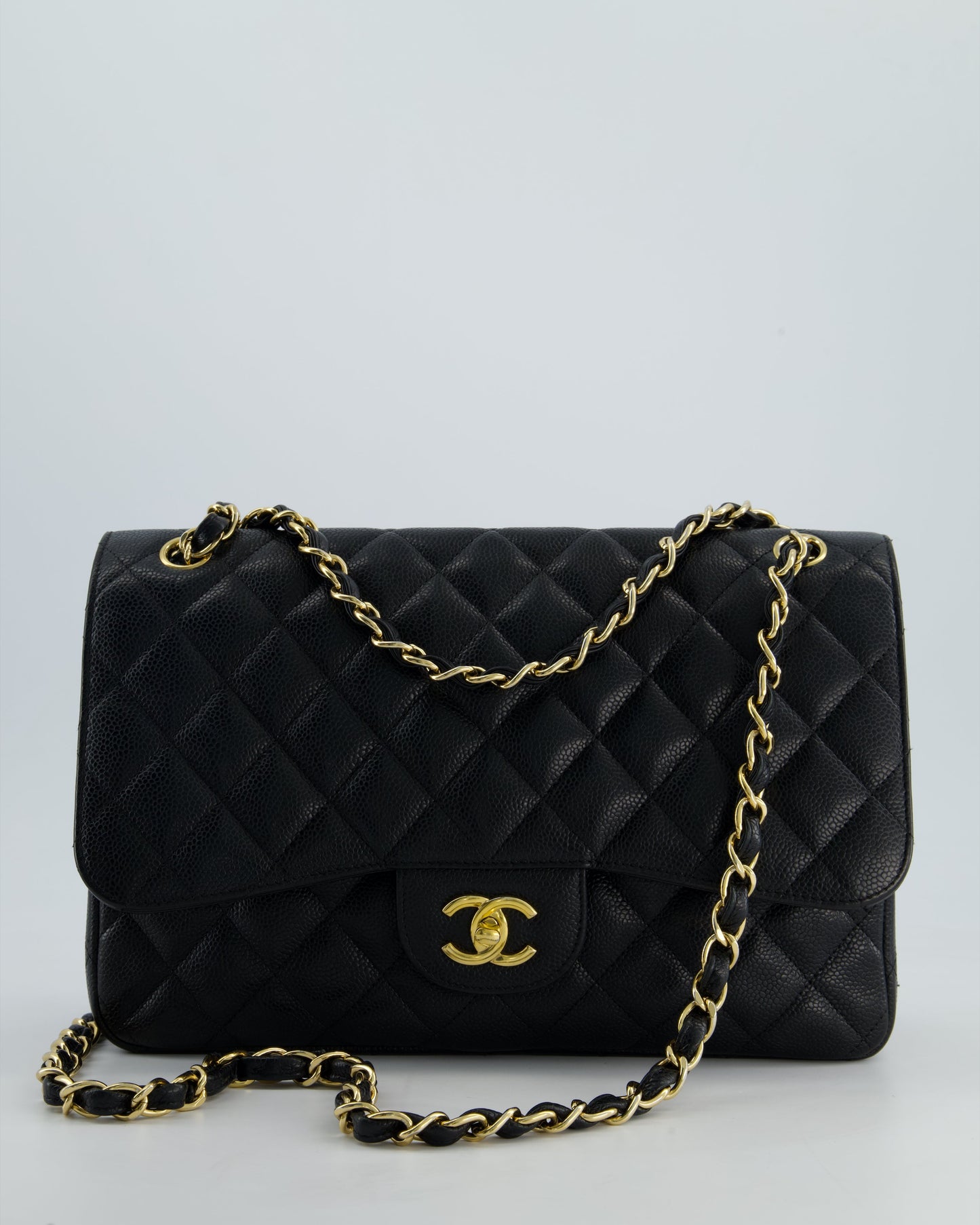 *FIRE PRICE* Chanel Black Jumbo Caviar Classic Double Flap Bag with Gold Hardware
