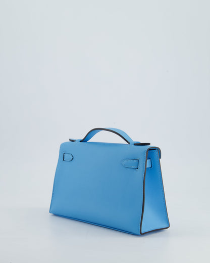 Hermès Kelly Pochette Bag in Bleu Celeste Swift Leather with Gold Hardware