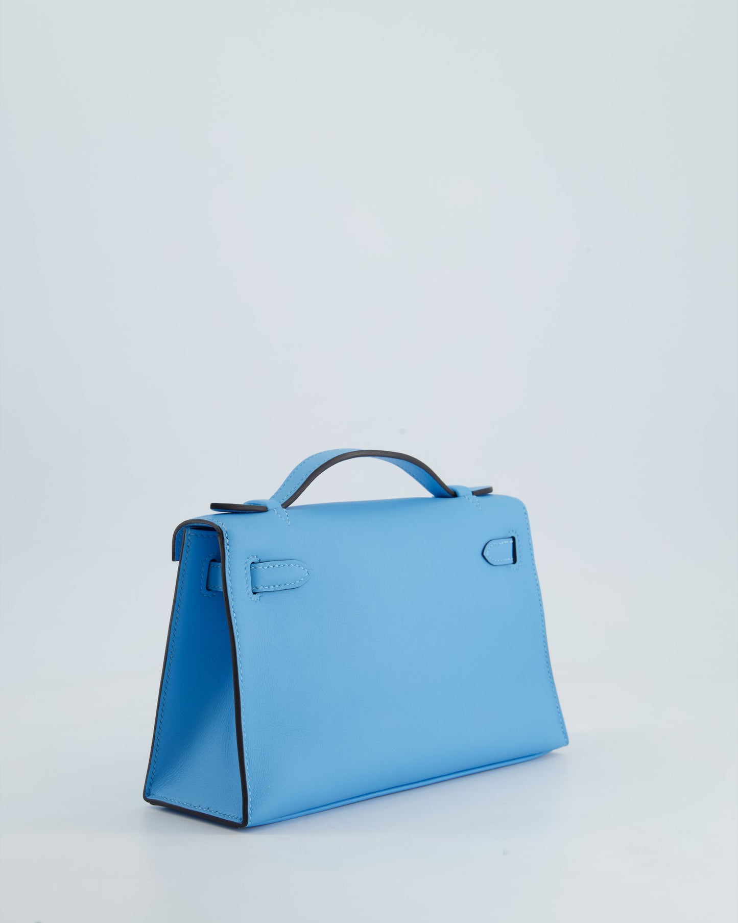 Hermès Kelly Pochette Bag in Bleu Celeste Swift Leather with Gold Hardware