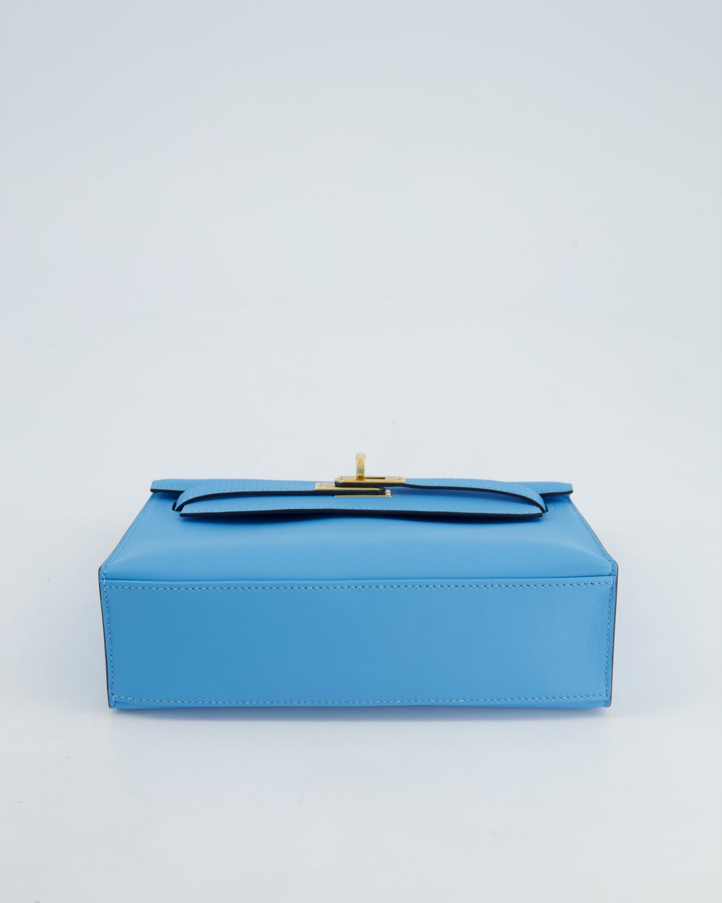Hermès Kelly Pochette Bag in Bleu Celeste Swift Leather with Gold Hardware