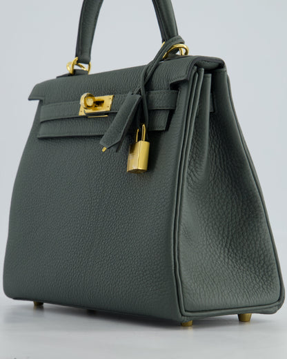 Hermès Kelly Retourne Bag 25cm in Vert Amande Togo Leather with Gold Hardware
