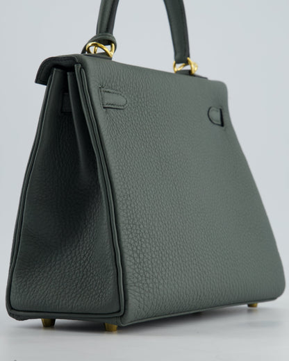 Hermès Kelly Retourne Bag 25cm in Vert Amande Togo Leather with Gold Hardware