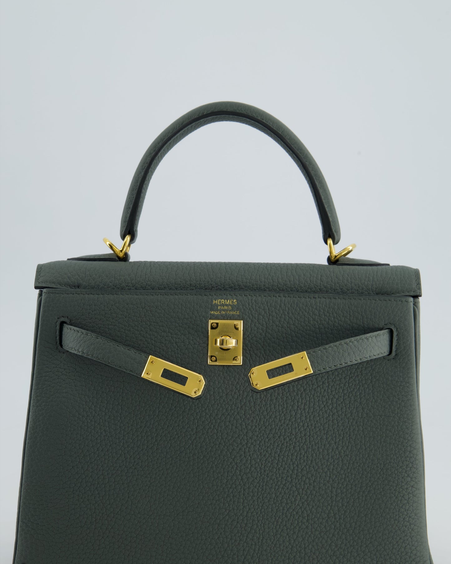 Hermès Kelly Retourne Bag 25cm in Vert Amande Togo Leather with Gold Hardware