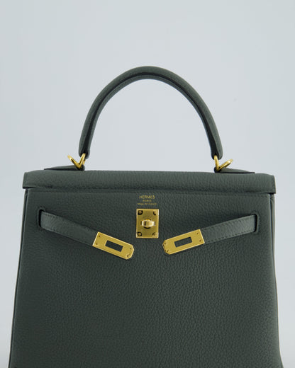 Hermès Kelly Retourne Bag 25cm in Vert Amande Togo Leather with Gold Hardware