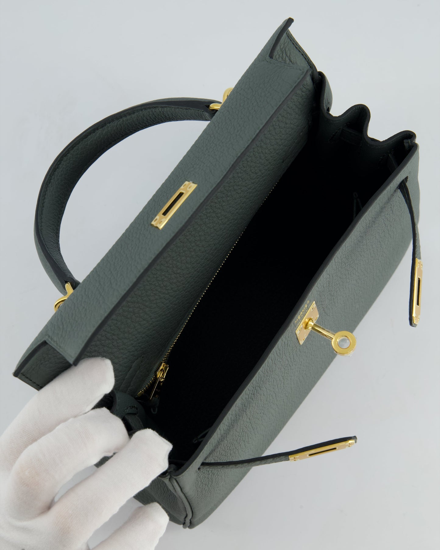 Hermès Kelly Retourne Bag 25cm in Vert Amande Togo Leather with Gold Hardware