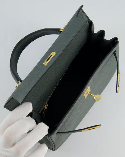Hermès Kelly Retourne Bag 25cm in Vert Amande Togo Leather with Gold Hardware