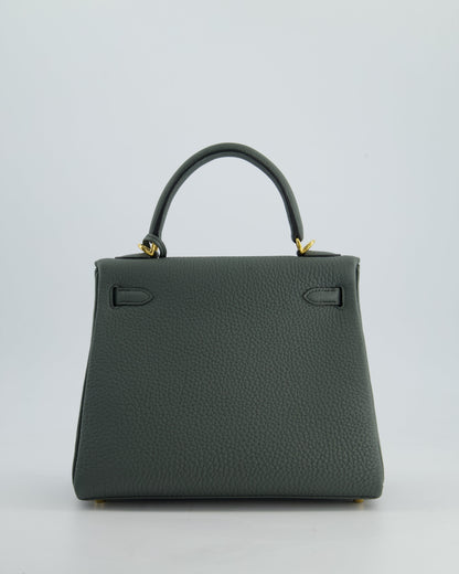 Hermès Kelly Retourne Bag 25cm in Vert Amande Togo Leather with Gold Hardware