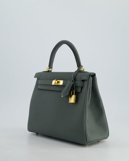 Hermès Kelly Retourne Bag 25cm in Vert Amande Togo Leather with Gold Hardware