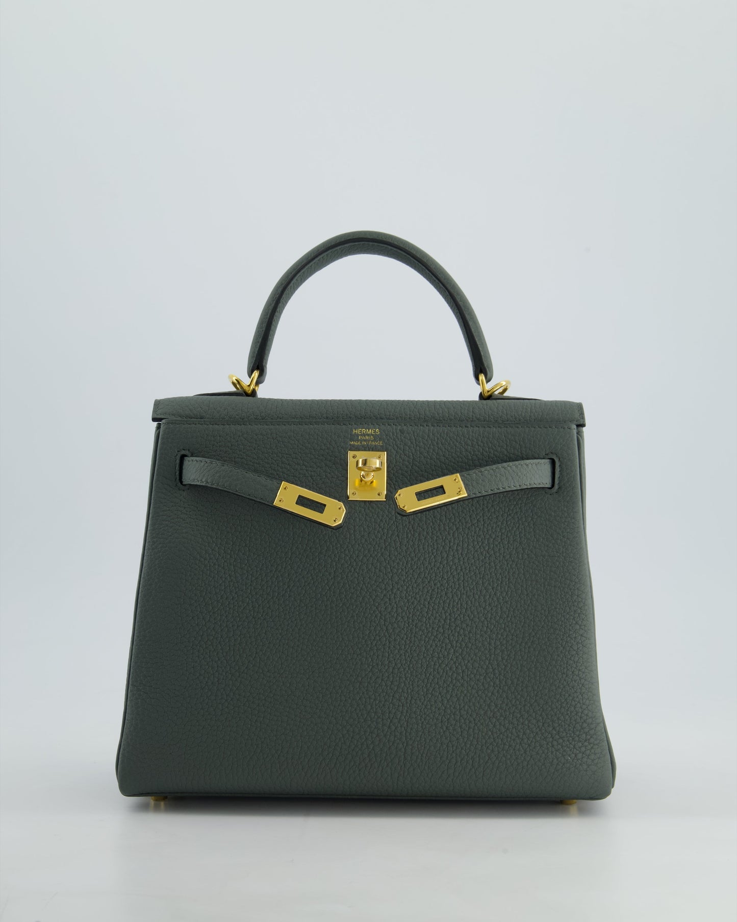 Hermès Kelly Retourne Bag 25cm in Vert Amande Togo Leather with Gold Hardware