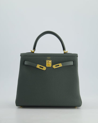 Hermès Kelly Retourne Bag 25cm in Vert Amande Togo Leather with Gold Hardware