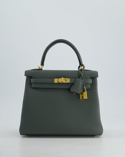 Hermès Kelly Retourne Bag 25cm in Vert Amande Togo Leather with Gold Hardware