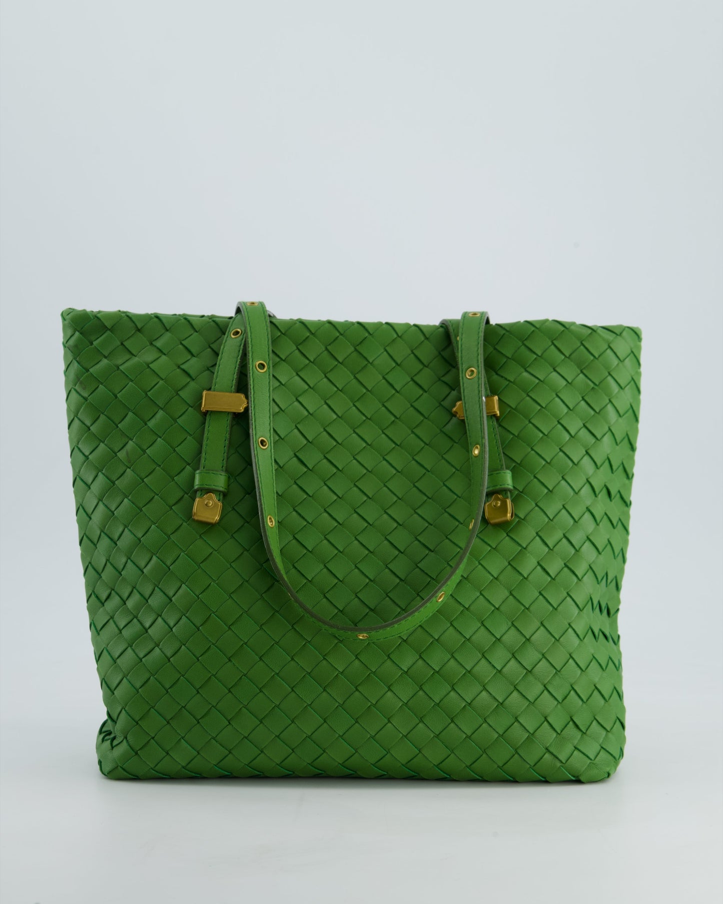 Vintage Bottega Veneta Small Parachute Bag in Green Intrecciato Leather with Gold Hardware