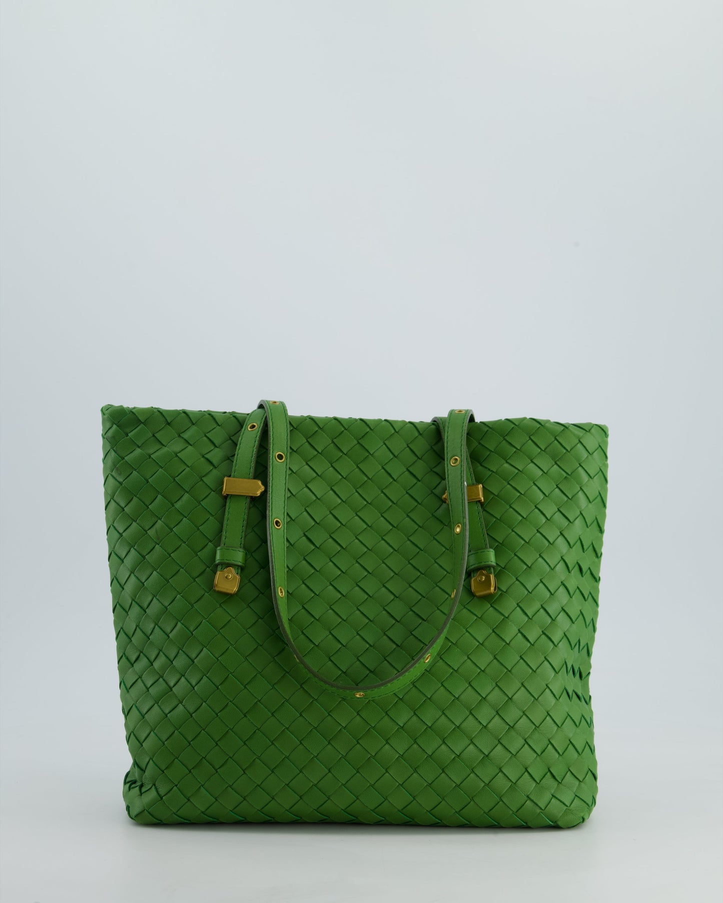 Vintage Bottega Veneta Small Parachute Bag in Green Intrecciato Leather with Gold Hardware