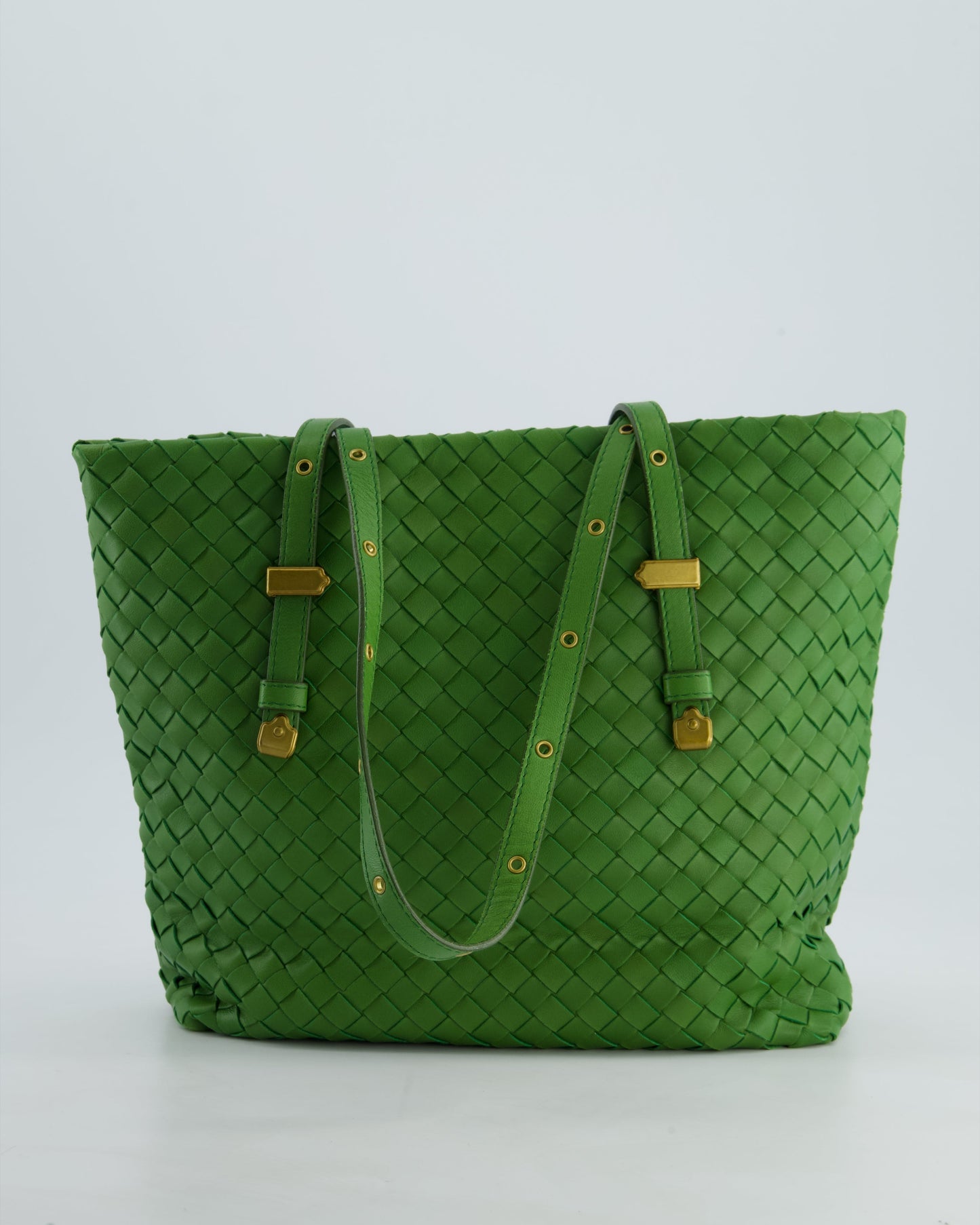 Vintage Bottega Veneta Small Parachute Bag in Green Intrecciato Leather with Gold Hardware