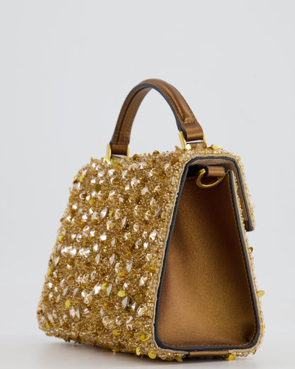 *HOT* Valentino Gold Sequin Embellished VSling Top Handle Mini Bag with Gold Hardware RRP £3,250