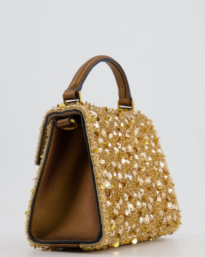 *HOT* Valentino Gold Sequin Embellished VSling Top Handle Mini Bag with Gold Hardware RRP £3,250