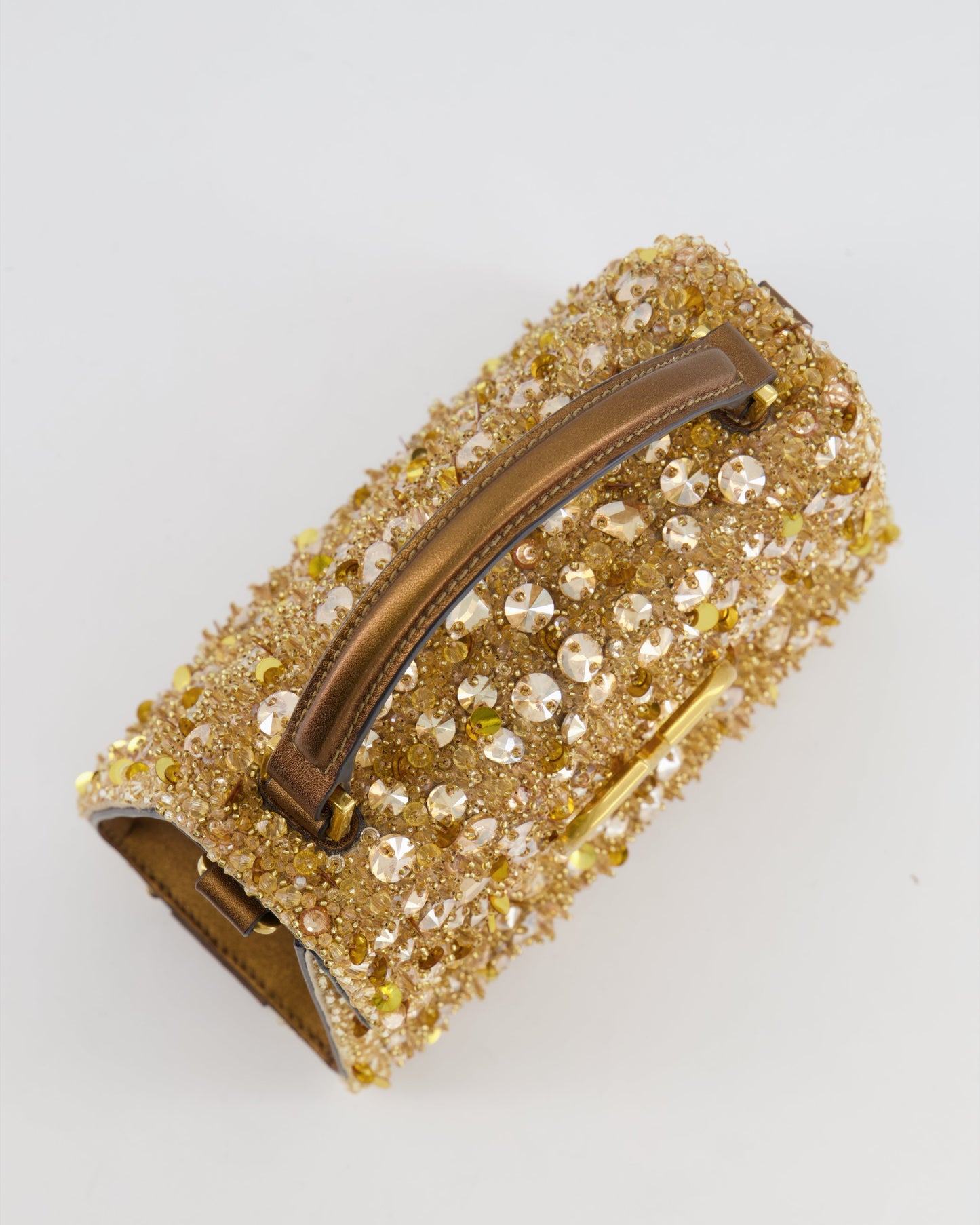 *HOT* Valentino Gold Sequin Embellished VSling Top Handle Mini Bag with Gold Hardware RRP £3,250