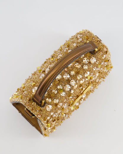 *HOT* Valentino Gold Sequin Embellished VSling Top Handle Mini Bag with Gold Hardware RRP £3,250