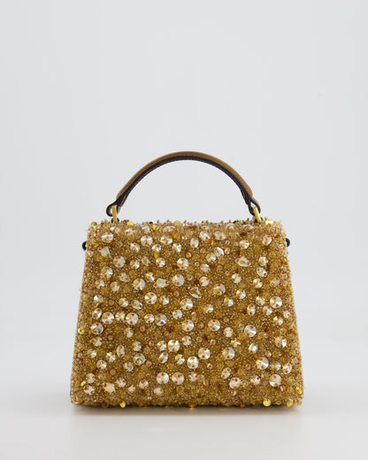 *HOT* Valentino Gold Sequin Embellished VSling Top Handle Mini Bag with Gold Hardware RRP £3,250
