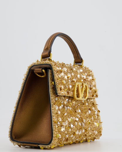 *HOT* Valentino Gold Sequin Embellished VSling Top Handle Mini Bag with Gold Hardware RRP £3,250