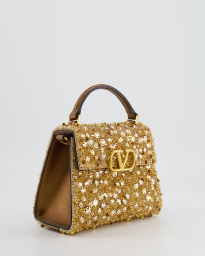 *HOT* Valentino Gold Sequin Embellished VSling Top Handle Mini Bag with Gold Hardware RRP £3,250