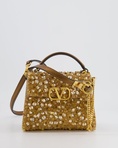 *HOT* Valentino Gold Sequin Embellished VSling Top Handle Mini Bag with Gold Hardware RRP £3,250