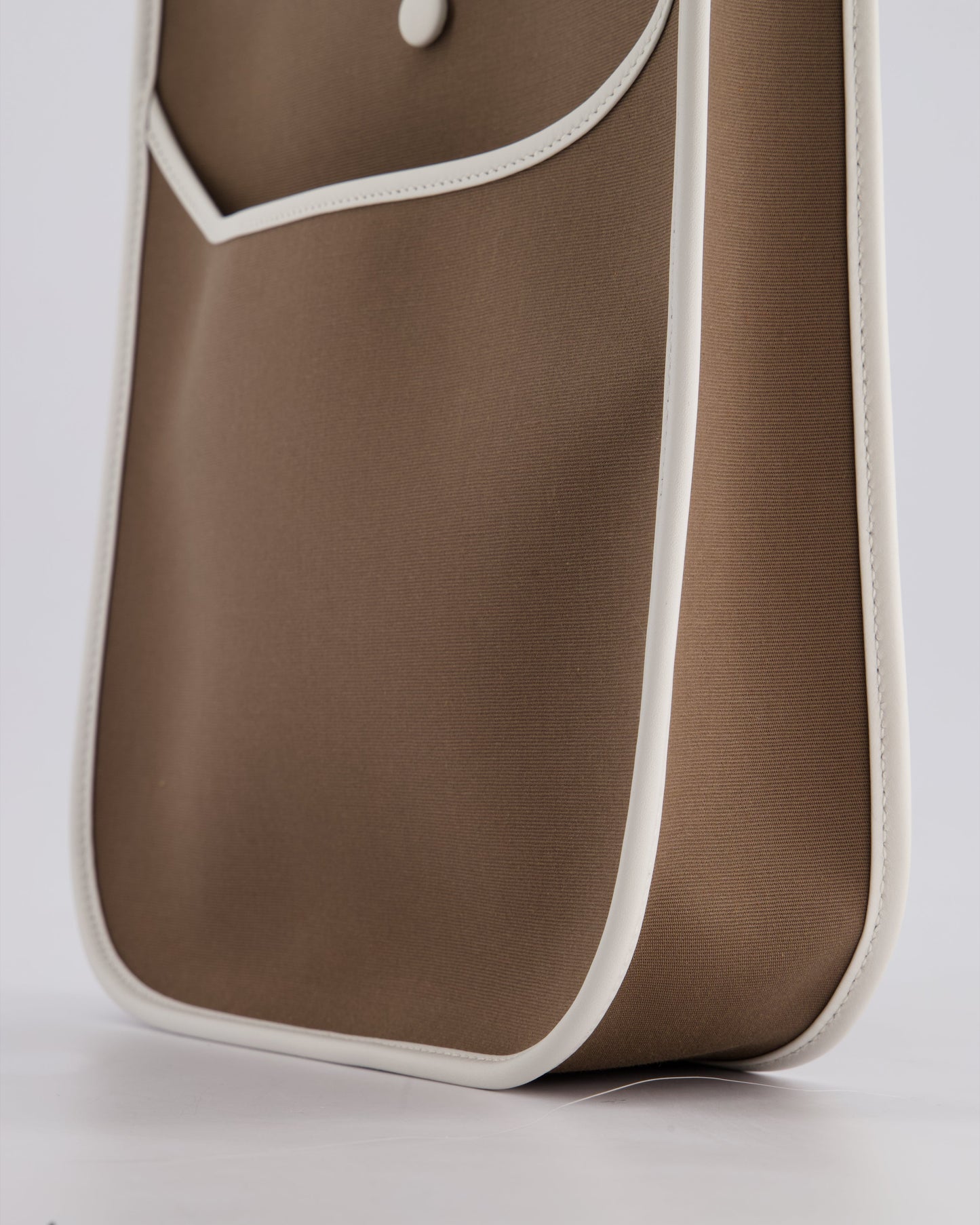 Hermes Evelyne 29cm in Neo Etoupe Canvas and White with Palladium Hardware