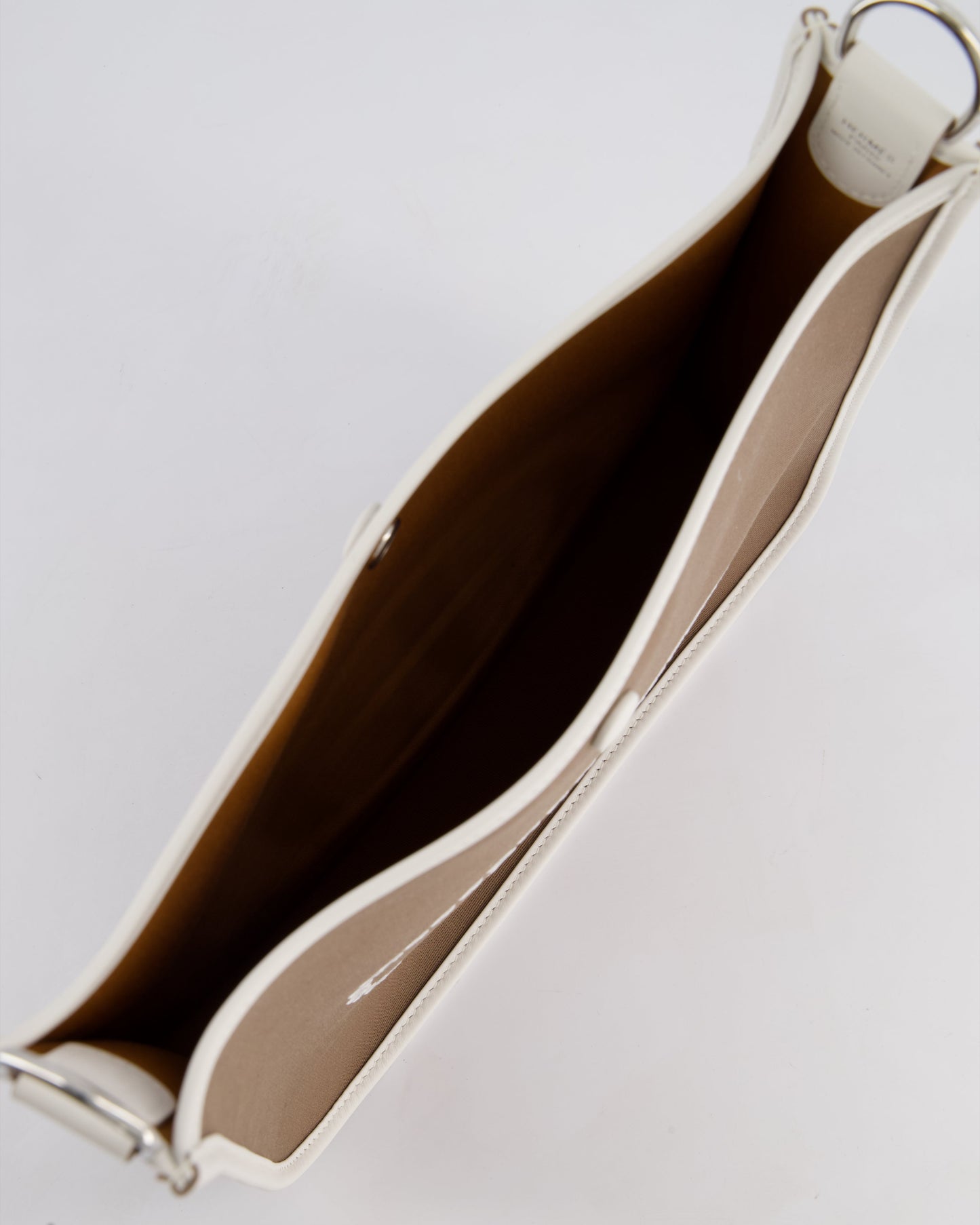 Hermes Evelyne 29cm in Neo Etoupe Canvas and White with Palladium Hardware
