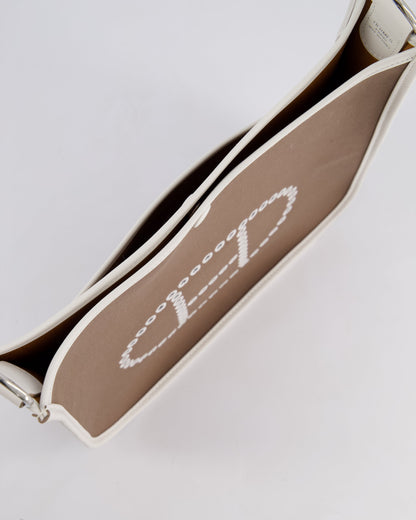 Hermes Evelyne 29cm in Neo Etoupe Canvas and White with Palladium Hardware