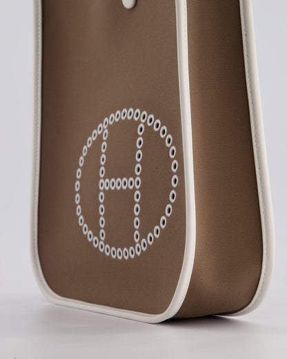 Hermes Evelyne 29cm in Neo Etoupe Canvas and White with Palladium Hardware