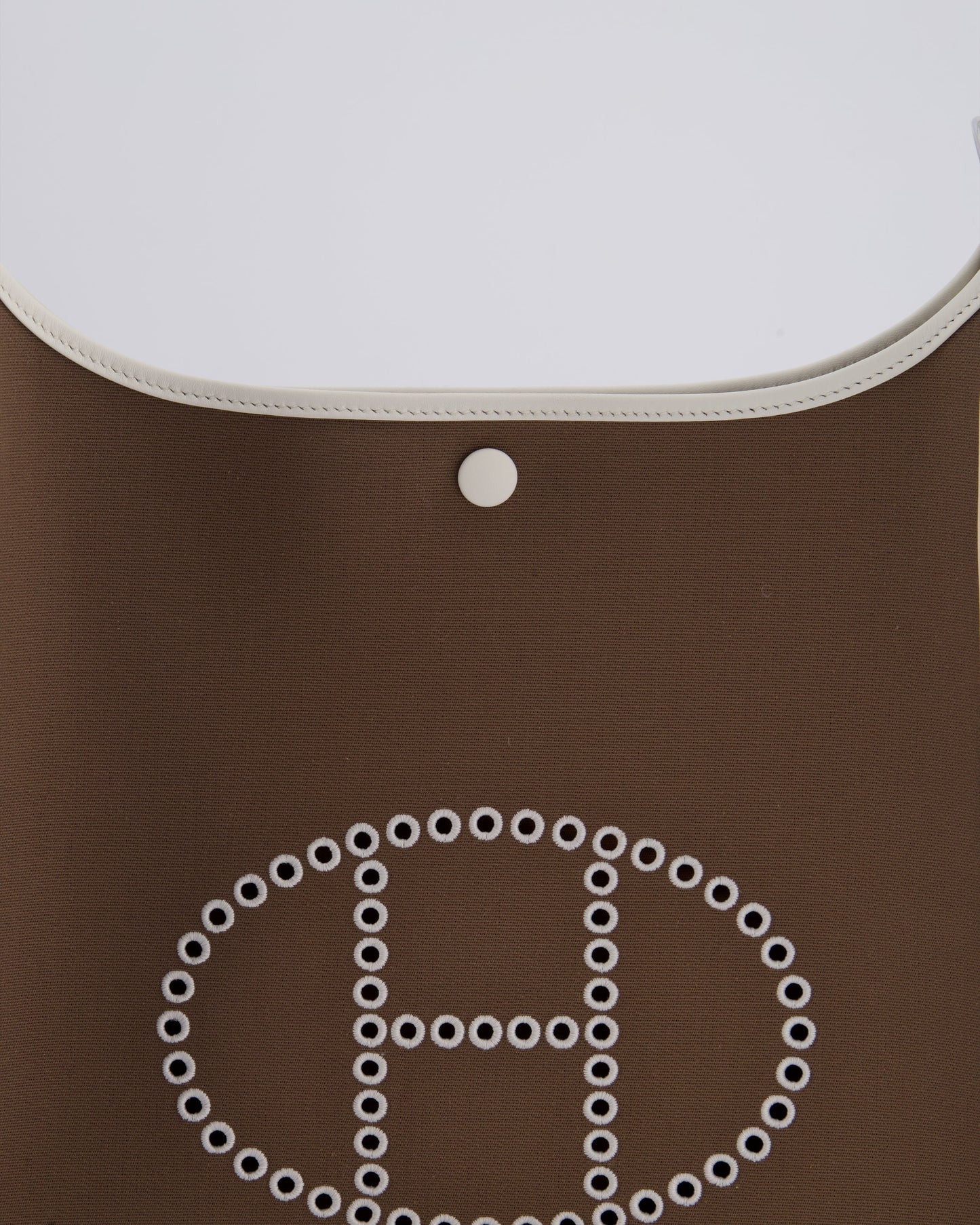 Hermes Evelyne 29cm in Neo Etoupe Canvas and White with Palladium Hardware