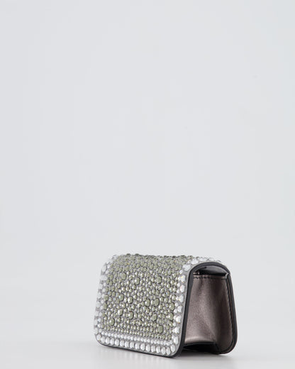 Valentino Silver Micro Logo Chain Bag with Rhinestones and Silver Hardware RRP £2,000