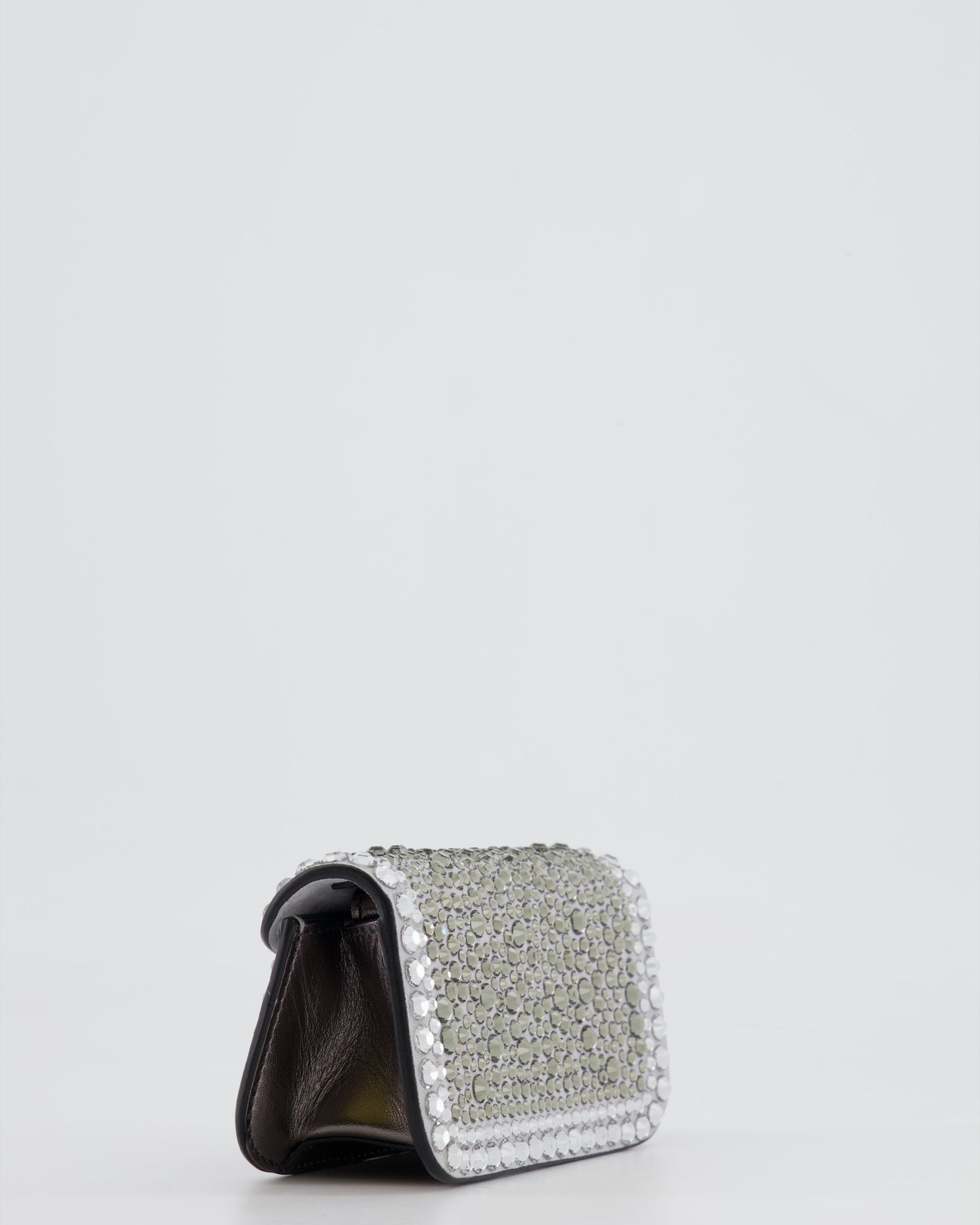 Valentino Silver Micro Logo Chain Bag with Rhinestones and Silver Hardware RRP £2,000