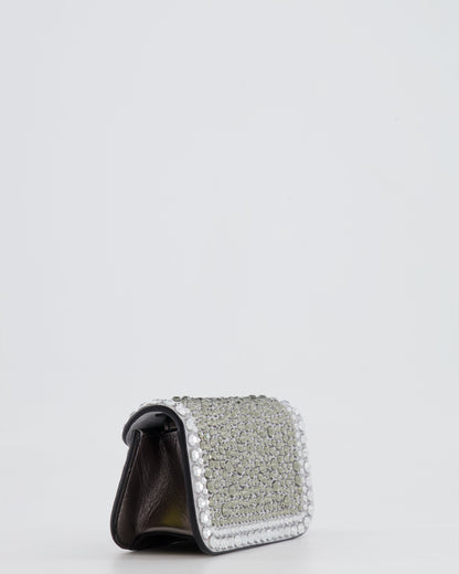 Valentino Silver Micro Logo Chain Bag with Rhinestones and Silver Hardware RRP £2,000