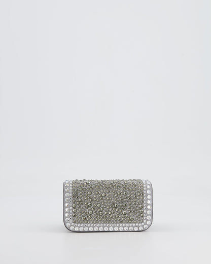 Valentino Silver Micro Logo Chain Bag with Rhinestones and Silver Hardware RRP £2,000