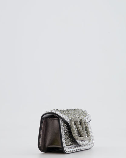 Valentino Silver Micro Logo Chain Bag with Rhinestones and Silver Hardware RRP £2,000