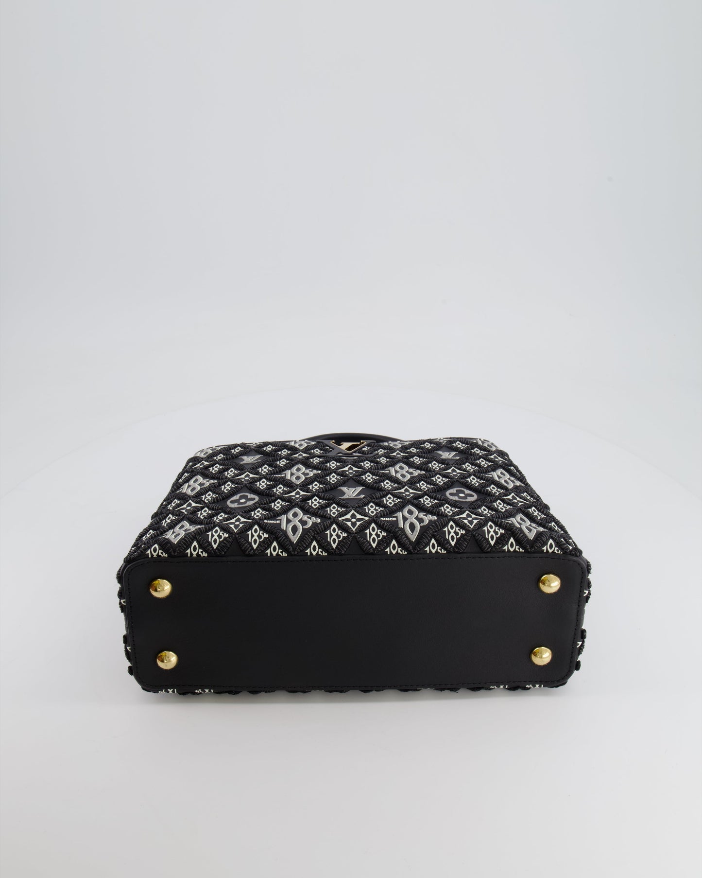 Louis Vuitton Limited Edition Since 1854 Monogram Capucines MM Bag in Black Calfskin and Embroideries with Gold Hardware